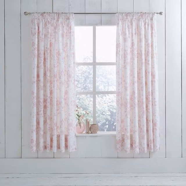 Charlotte Thomas Amelie Pencil Pleat Fabric Curtains in Pink and Blue