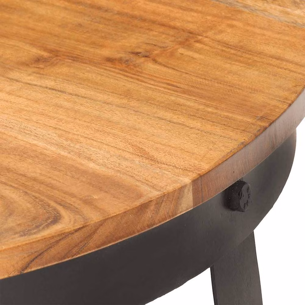 Berkfield Home Round Solid Acacia Wood Coffee Table in Brown, Diameter: 68 cm, Height: 43 cm – 7