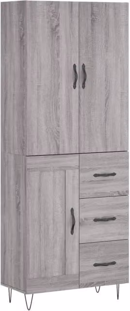 Berkfield Home Grey Sonoma Highboard in Engineered Wood, H 180 x W 69.5 x D 34 cm – 1