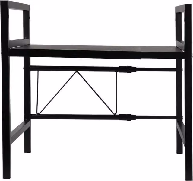 VOGREX 2-Tier Expandable Black Metal Kitchen Corner Microwave Rack – 1