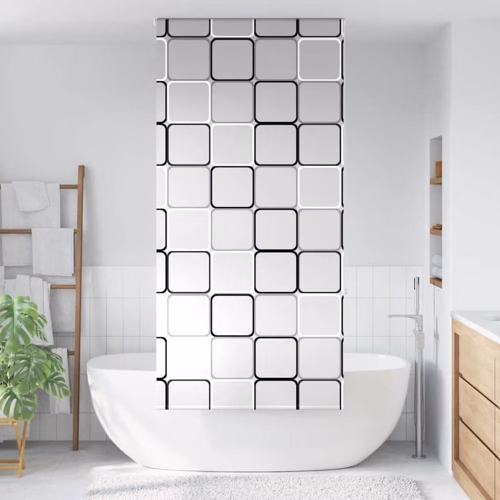 Berkfield Home Shower Roller Blind, White and Multicolour, W: 100 cm, H: 240 cm