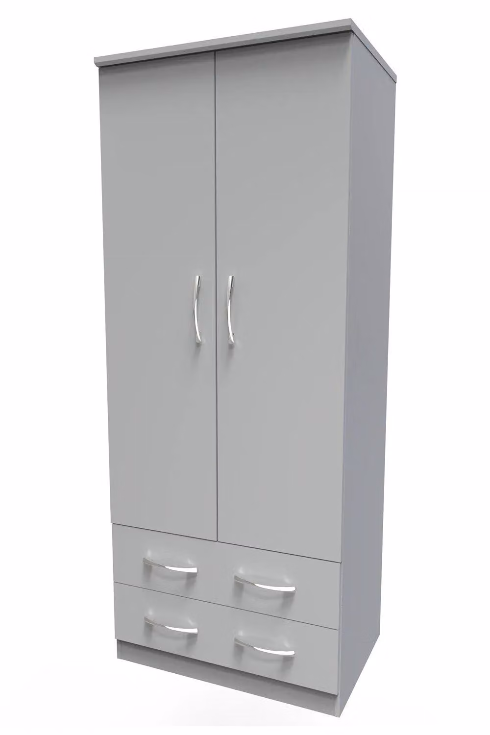 Ready Assembled 2 U Hampshire 2 Drawer Double Wardrobe in White and Dark Grey