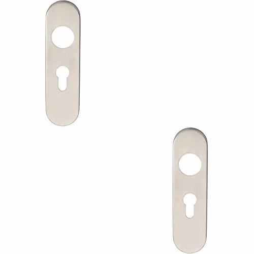 Loops 2 Pack Radius Lock Euro Cylinder Plate Covers in Brushed Satin Steel, W: 17 cm, D: 4.5 cm, H: 0.8 cm