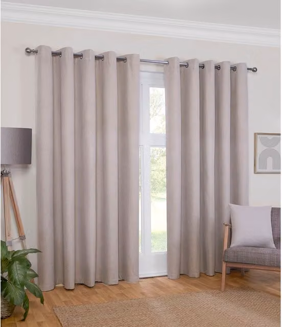 My Home Beige Blackout Eyelet Curtain Panel, W: 137 cm, H: 168 cm