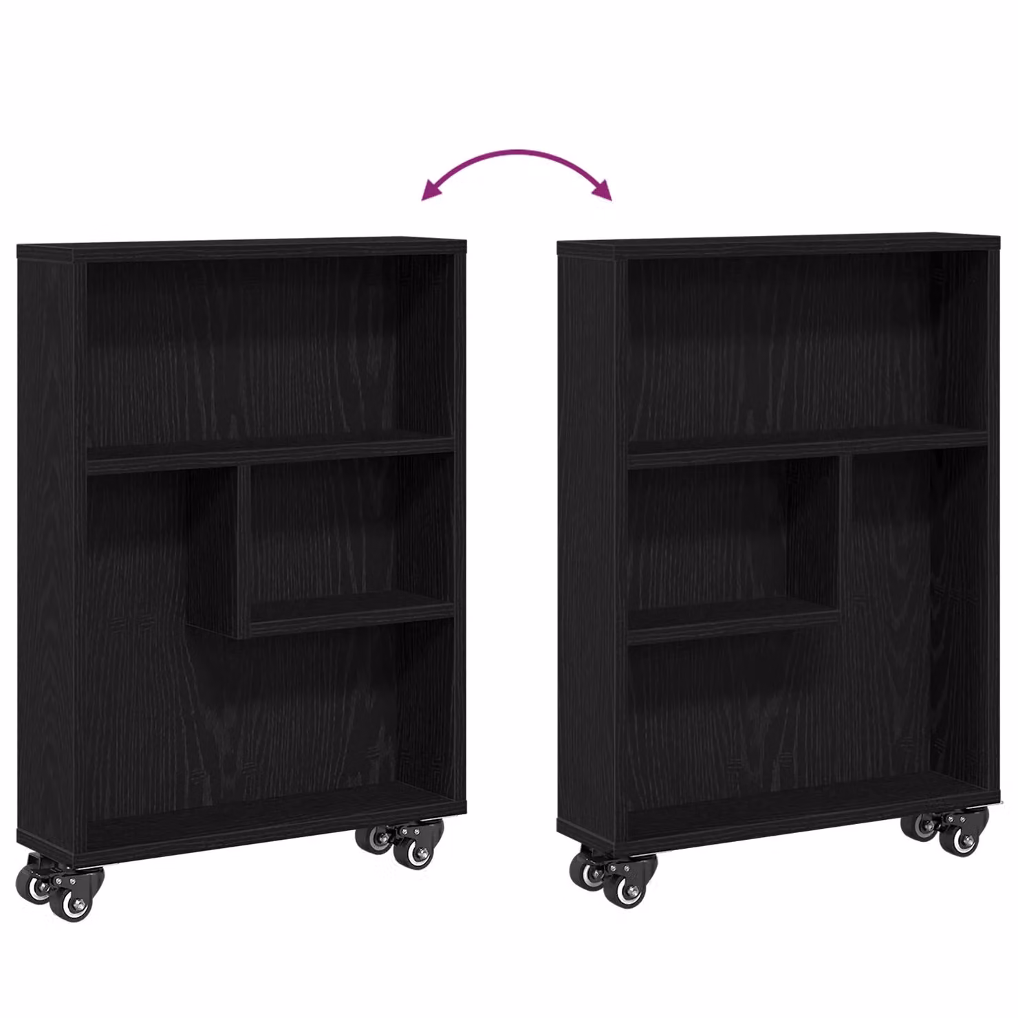 Berkfield Home Narrow Storage Trolley in Black Oak with Adjustable Shelves, W/D/H: 48 x 13 x 68 cm – 5