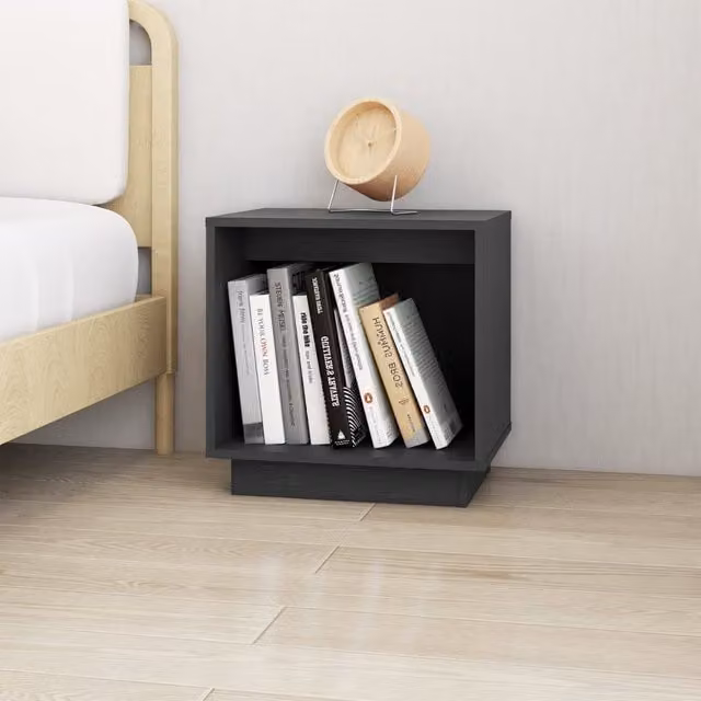Berkfield Home Grey Solid Wood Pine Bedside Cabinet W/D/H: 40 x 30 x 40 cm – 1