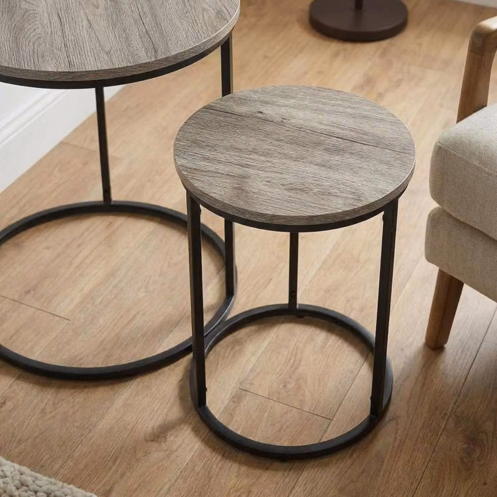 Garden Greatness Scandi Wood Effect Round Nesting Tables in Brown – 2