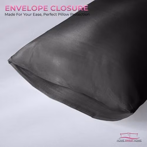 Snug City 2 Pack Black Cotton Housewife Pillowcases with Envelope Closure, 200 Thread Count, W: 48 cm x L: 74 cm – 3