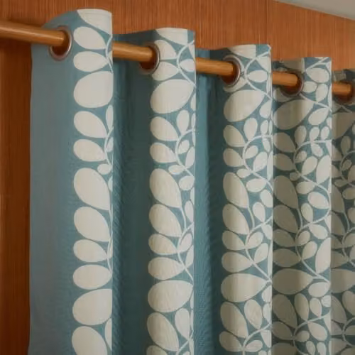 Orla Kiely Sycamore Stripe Lined Eyelet Curtains in Duckegg Blue, W: 117 cm, H: 183 cm – 2