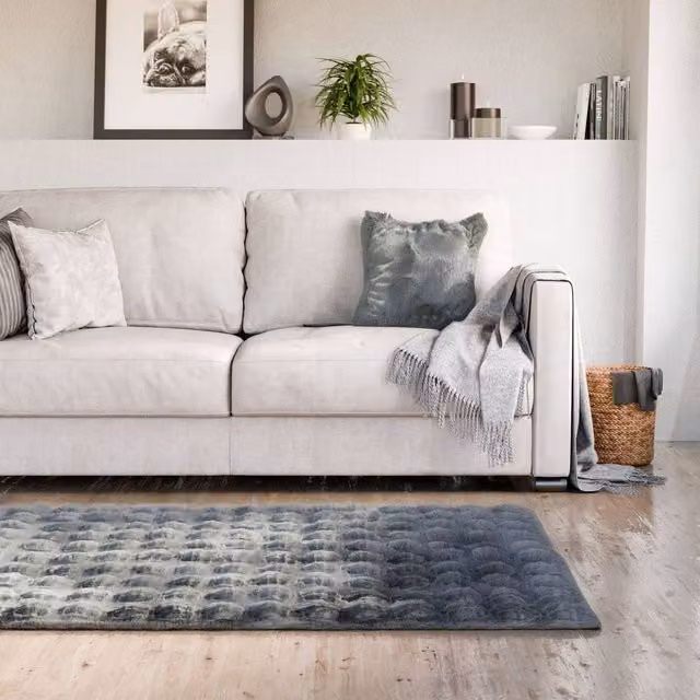 New Edge Blinds Deluxe Faux Fur Rug in Grey, W/D: 120 x 170 cm – 1