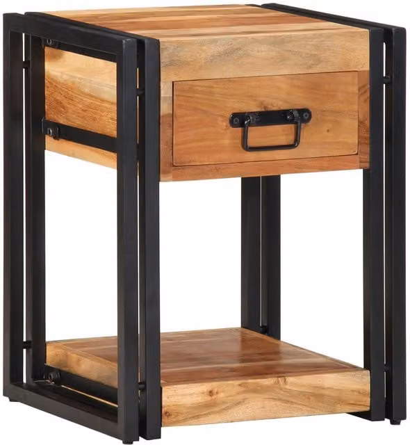 Berkfield Home Set of 2 Modern Solid Acacia Wood Nightstands in Brown, W/D/H: 40 x 35 x 50 cm – 1