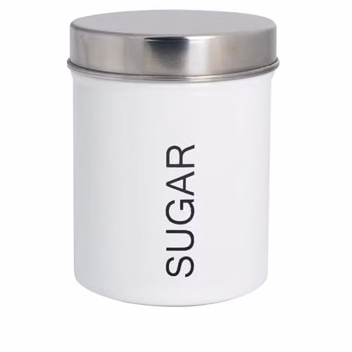 Harbour Housewares Metal Sugar Storage Canister in White with Airtight Lid