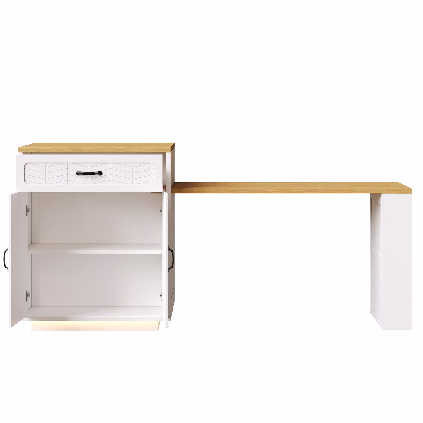 Aosom UK Extendable Kitchen Island with Built-In Wine Rack and Multifunctional Storage Cabinet, White, W: 70 cm, H: 101.5 cm, L: 141-193.5 cm – 1