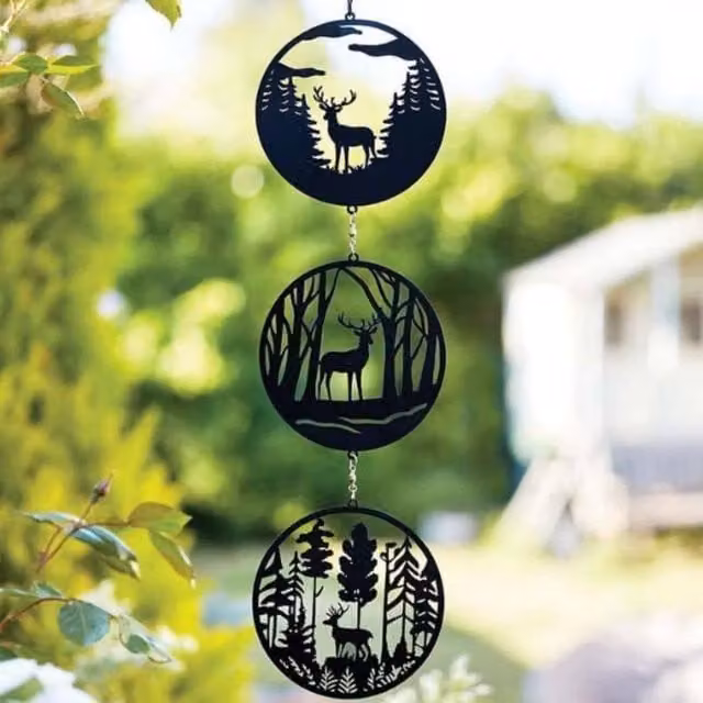 Marco Paul Black Metal Stag Hanging Garden Tree Decoration