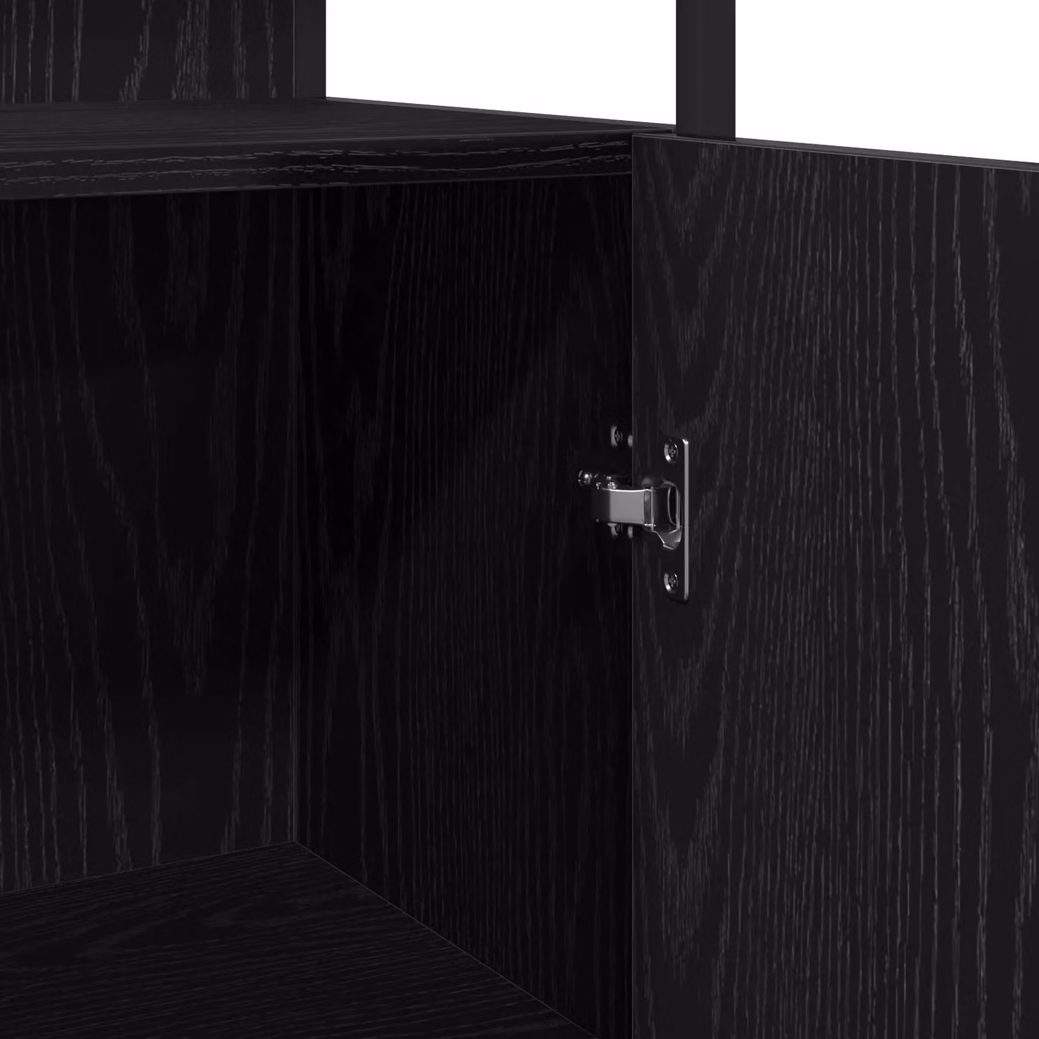 Berkfield Home Modern Black Oak Wall Mounted Bathroom Cabinet with Hinged Doors and Open Shelf, W/D/H: 33 x 33 x 185.5 cm – 3