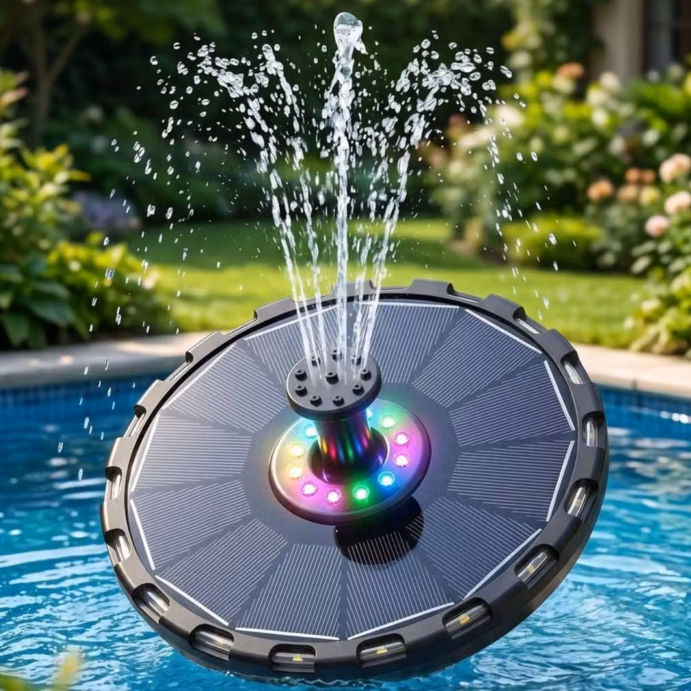 Quipulse Solar-Powered Floating Multicoloured RGB Fountain in Black – 3