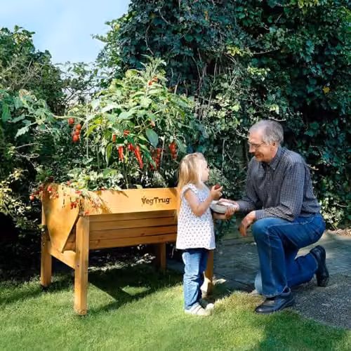 VegTrug Classic Wood Raised Bed Planter in Brown, W: 104 cm, D: 76 cm, H: 80 cm – 9