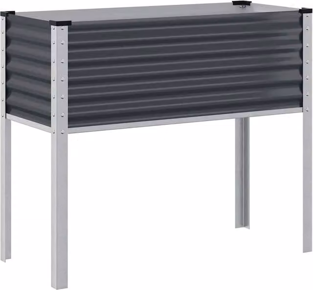 Berkfield Home Steel Garden Planter Tub in Anthracite and Black, W/D/H: 100 x 41 x 90 cm