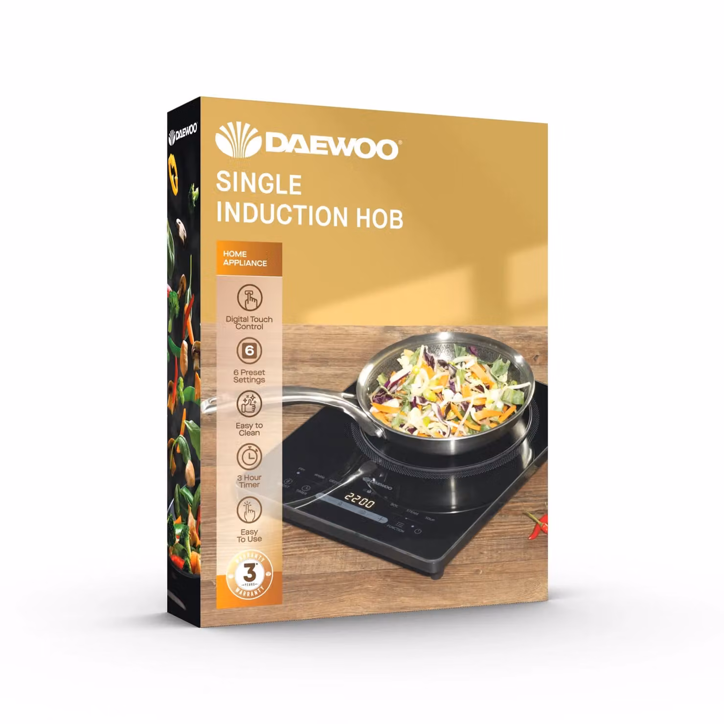 Daewoo 2200W Single Induction Hob in Black with Digital Display, Timer and Auto Shut-off – 7