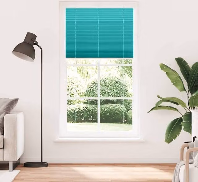 Berkfield Home Single Pleat Petrol Green Semi-Transparent Polyester Blind, W: 104.4 cm, H: 200 cm – 1