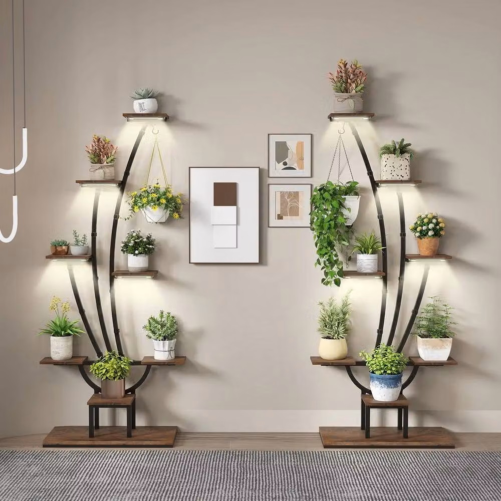 VOGREX Brown 8-Tier Metal Corner Plant Stand, Height: 155 cm – 3