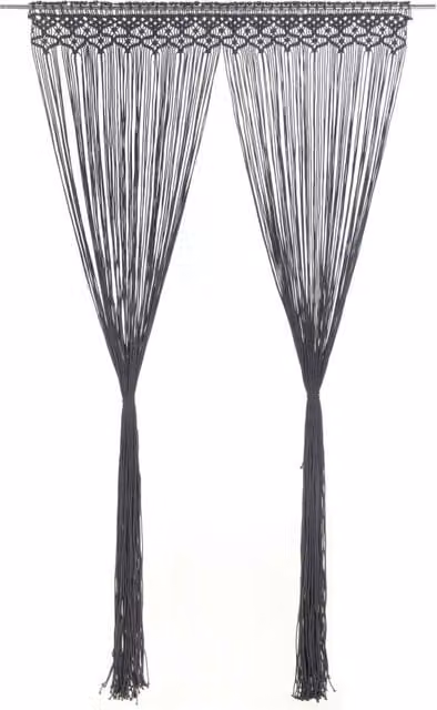 Berkfield Home Macrame Curtain in Anthracite, W: 140 cm, H: 240 cm