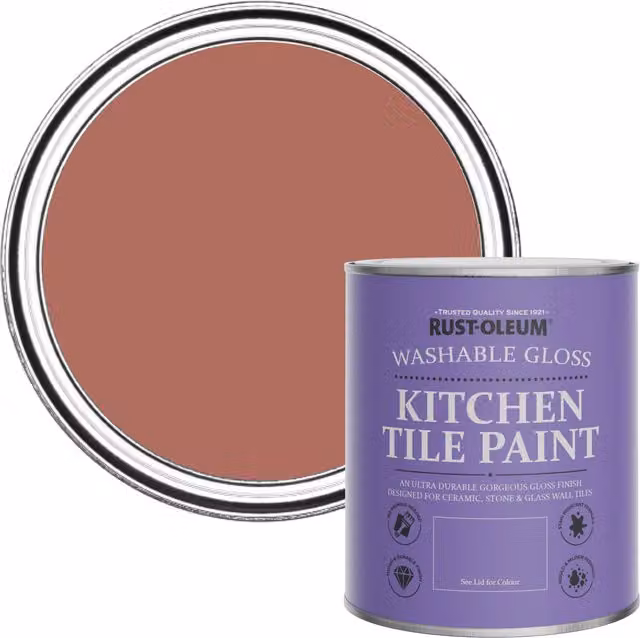 Rust-Oleum Water-Based Kitchen Tile Paint in Gloss Finish, Pink/Red, 0.75 l
