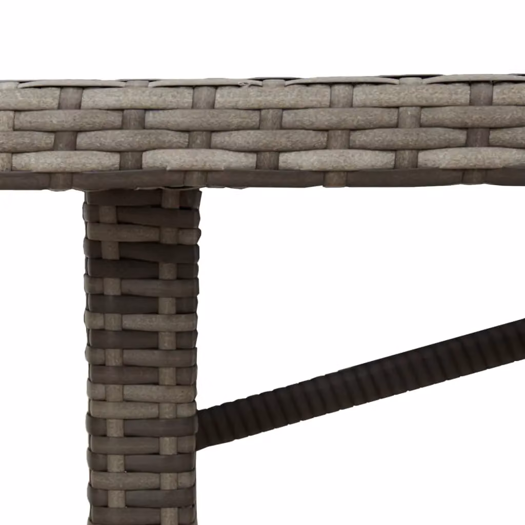 Berkfield Home Grey Poly Rattan Garden Table with Glass Top, W/D/H: 190 x 80 x 74 cm – 5
