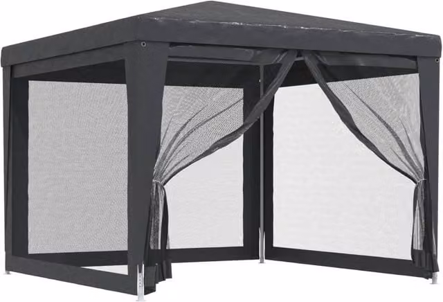 Berkfield Home Party Tent with 4 Mesh Sidewalls, Anthracite Dark Grey, W/D: 3 x 3 m – 1