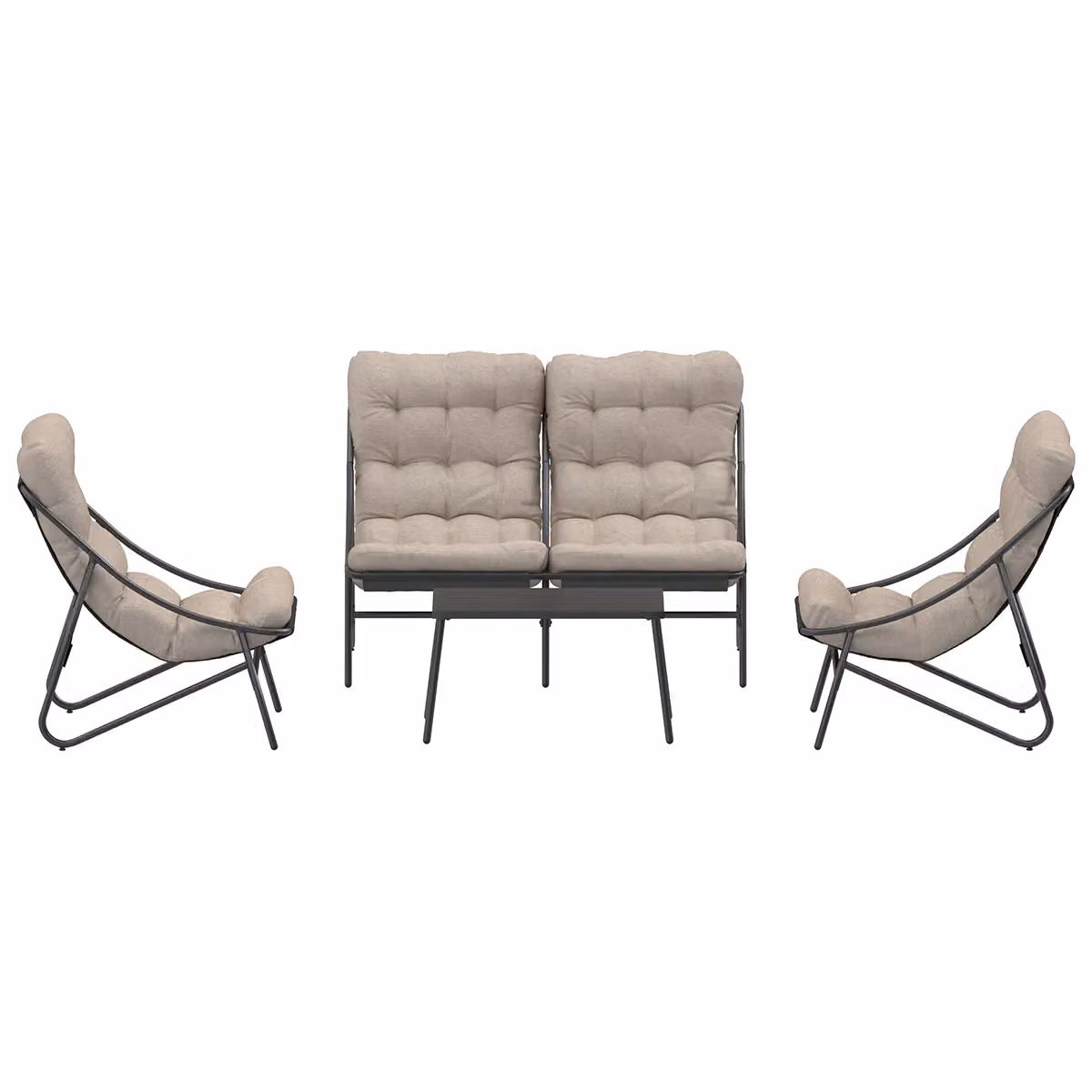 Charles Bentley Porto 4 Seater Outdoor Lounge Set with Anthracite Powder Coated Steel Frame and Oatmeal Cushions – 2