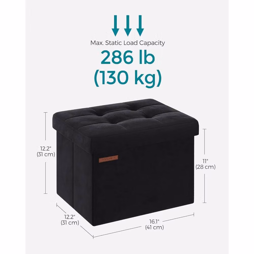 The Bazaarist Folding Storage Ottoman Bench in Jet Black – 3
