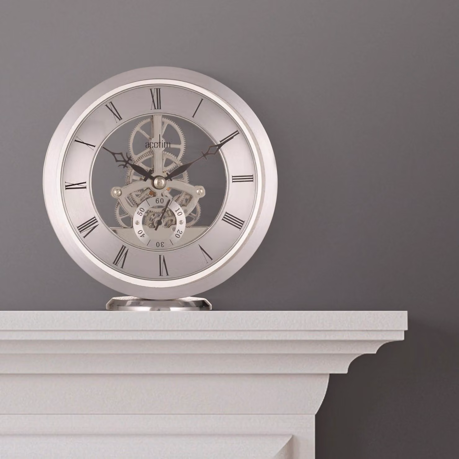 Acctim Millenden Analog Quartz Mantel Clock in Silver Polished Metal and Glass – 2