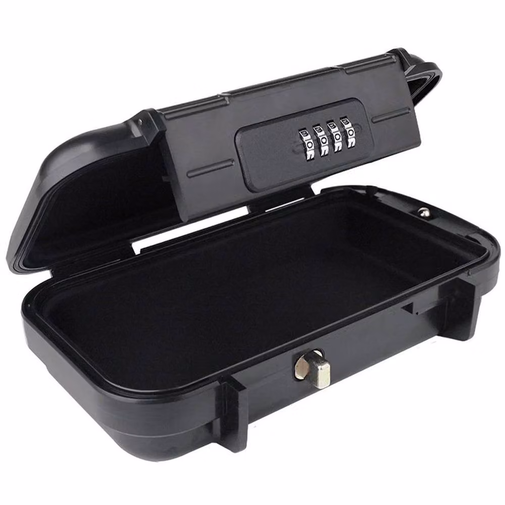 FLAVORA Personal 4-Digit Combination Locking Safety Storage Box in Black – 2