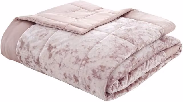 Catherine Lansfield Crushed Velvet Bedspread in Pink, 220 x 220 cm