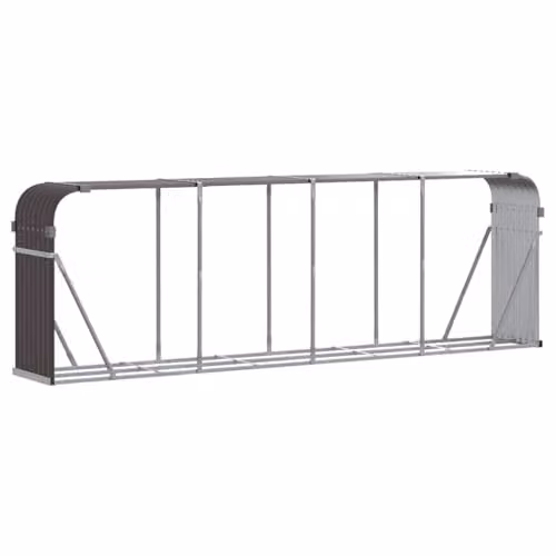 vidaXL Brown Galvanised Steel Log Holder W: 300 cm, D: 45 cm, H: 100 cm