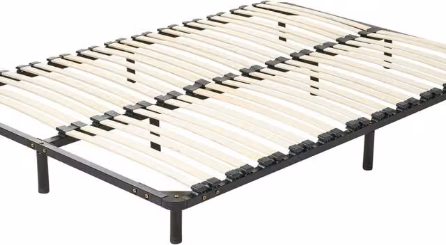Wyld and Coco EU King Size 5ft3 Freestanding Bed Base with Steel Frame and Wooden Slats in Black – 1