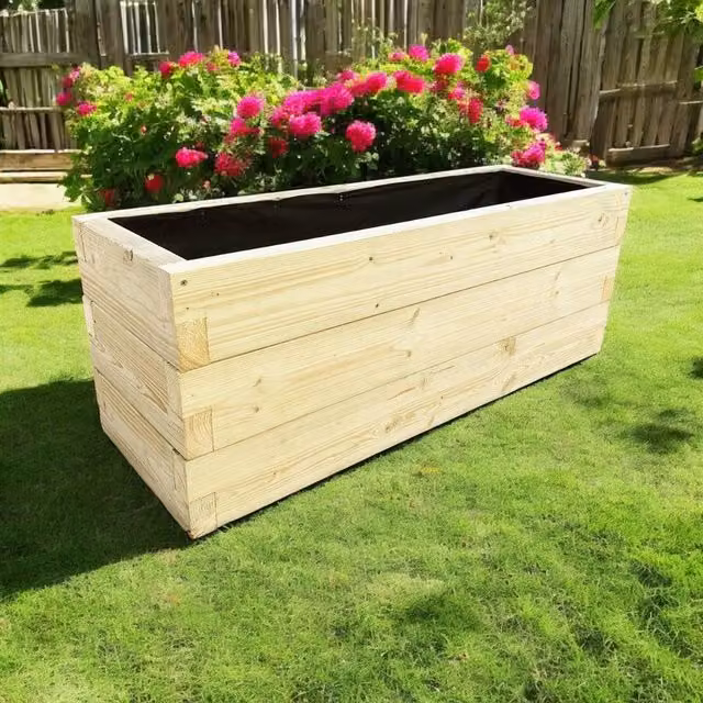 CW Bespoke Suffolk Outdoor Wood Planter, Brown, W: 60 cm, D: 60 cm, H: 60 cm – 1