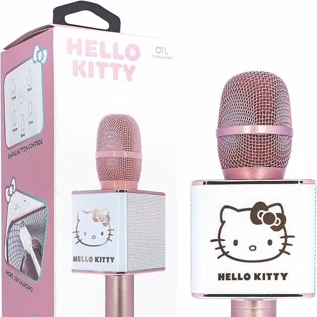 Hello Kitty Wireless Karaoke Microphone with Built-in Bluetooth Speaker in Pink and Gold