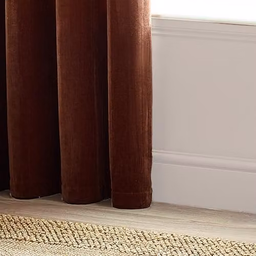 Riva Home Brown Chenille Velvet Eyelet Curtain Pair, W: 168 cm, H: 137 cm – 4