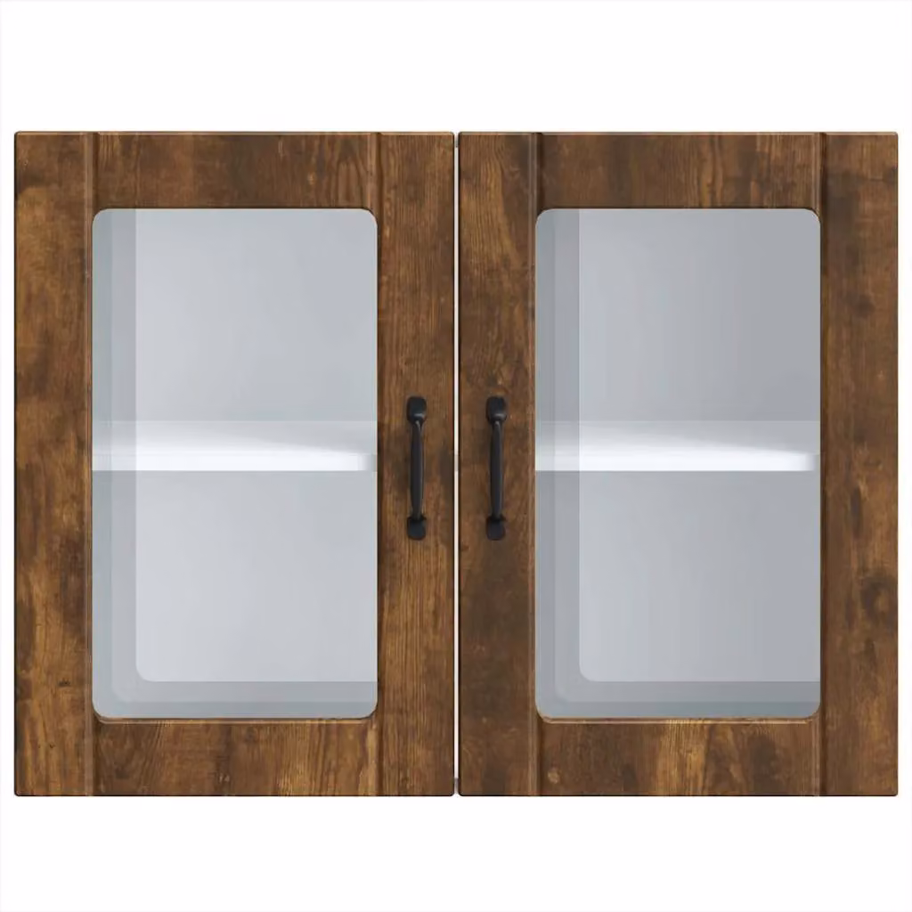 Berkfield Home Lucca Kitchen Wall Cabinet with Glass Doors in Smoked Oak Brown – 3