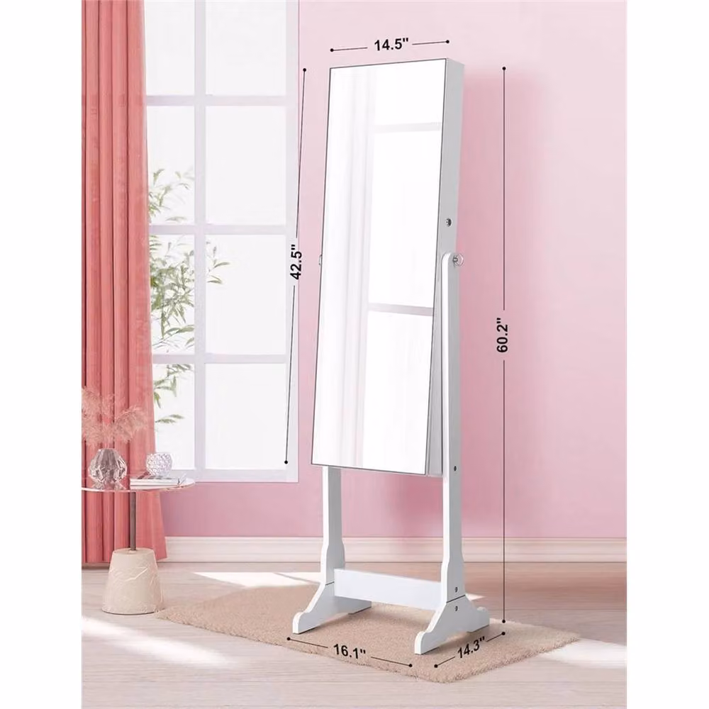PAWNORA White Freestanding Jewelry Storage Cabinet with Mirror, Internal Drawers and Shelves – 2