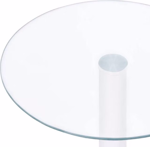 Berkfield Home Modern Round Coffee Table with Clear Tempered Glass and Silver Metal Base, W: 40 cm, D: 40 cm, H: 50 cm