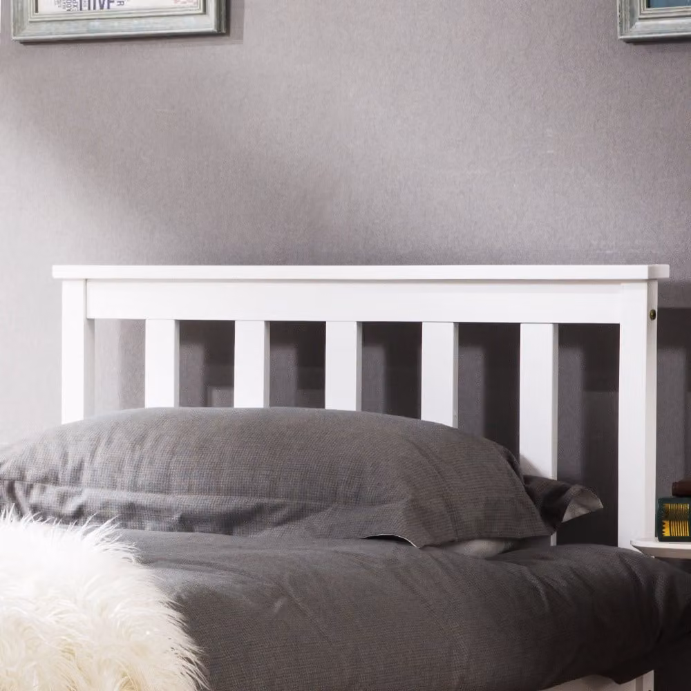 Aosom.UK Solid Pine Small Single Bed Frame with Headboard and Footboard in White – 4