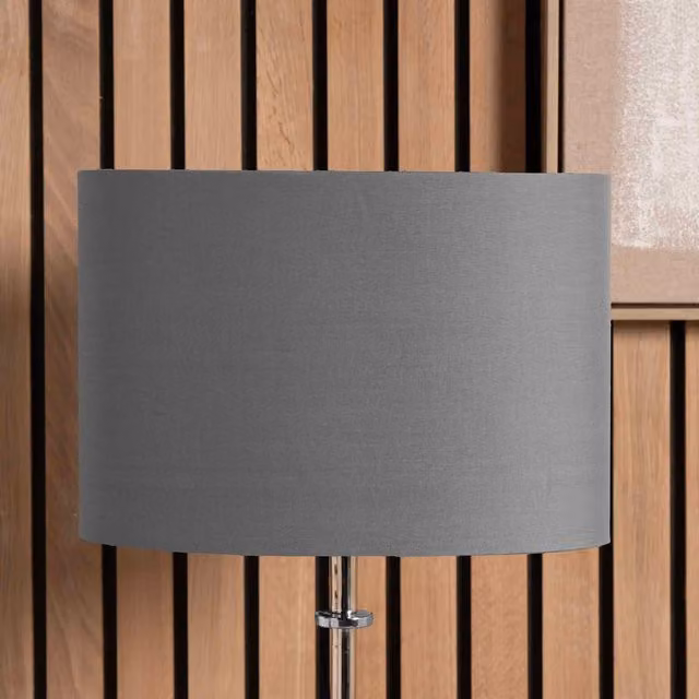 Ruma Grey Oval Poly Cotton Lamp Shade for Table Lamps, Diameter: 40.64 cm