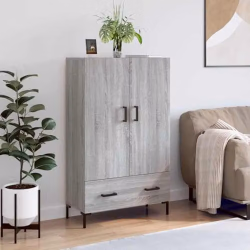 vidaXL Modern Grey Highboard with Hinged Doors and Internal Shelves, W/D/H: 69.5 x 31 x 115 cm – 2
