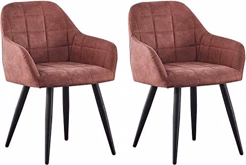 MCC Direct Adrian Set of 2 Faux Matte Suede Dining Chairs in Pink – 5