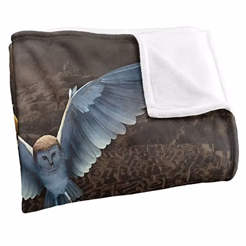 LOGOVISION Jim Henson Labyrinth Owl Logo Maze Super Soft Fleece Throw Blanket in White, W/D/H: 152 x 127 cm – 2
