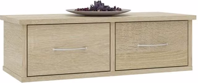Berkfield Home Decorative Wall-mounted Drawer Shelf in Sonoma Oak, Light Tan, W/D/H: 60 x 26 x 18.5 cm