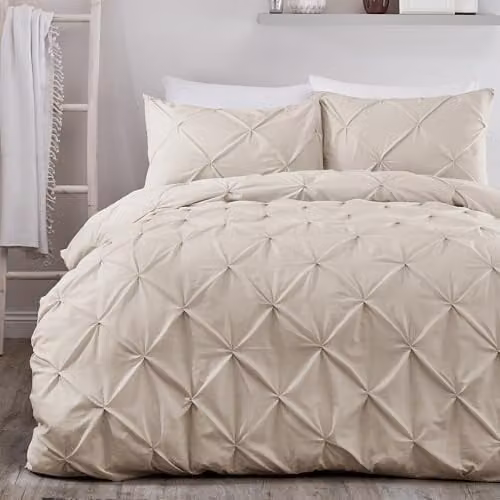 Serene Luxury Microfibre Duvet Cover and Pillowcase Set in Beige, W/D/H: 230 x 220 x 180 cm