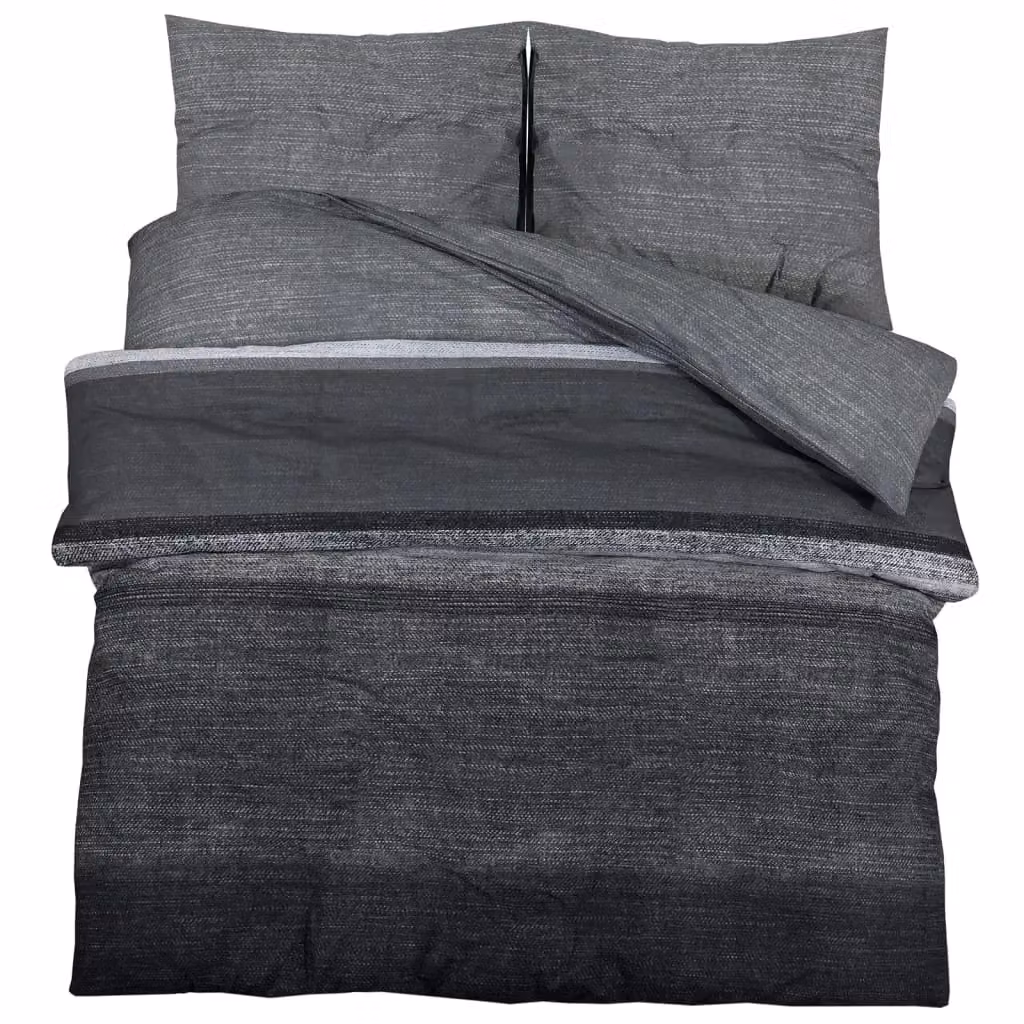Berkfield Home Cotton Duvet Cover and Pillowcase Set in Grey, W: 140 cm x L: 200 cm – 2